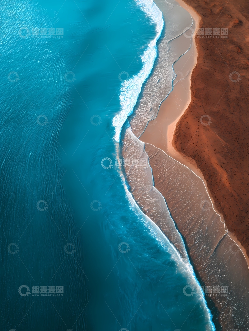 高清大图下载【趣麦麦图】俯瞰海浪沙滩4