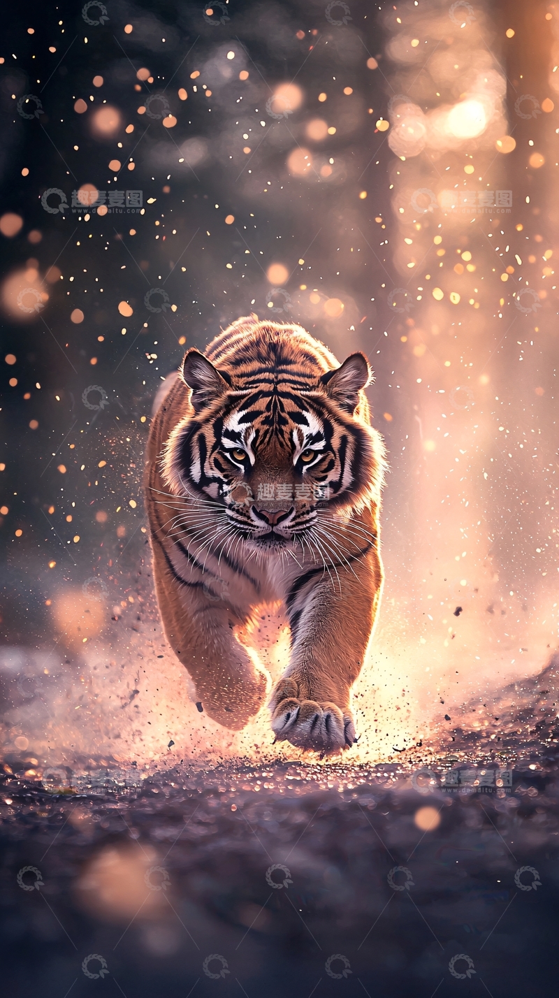 高清大图下载【趣麦麦图】奔跑的虎高清图片
