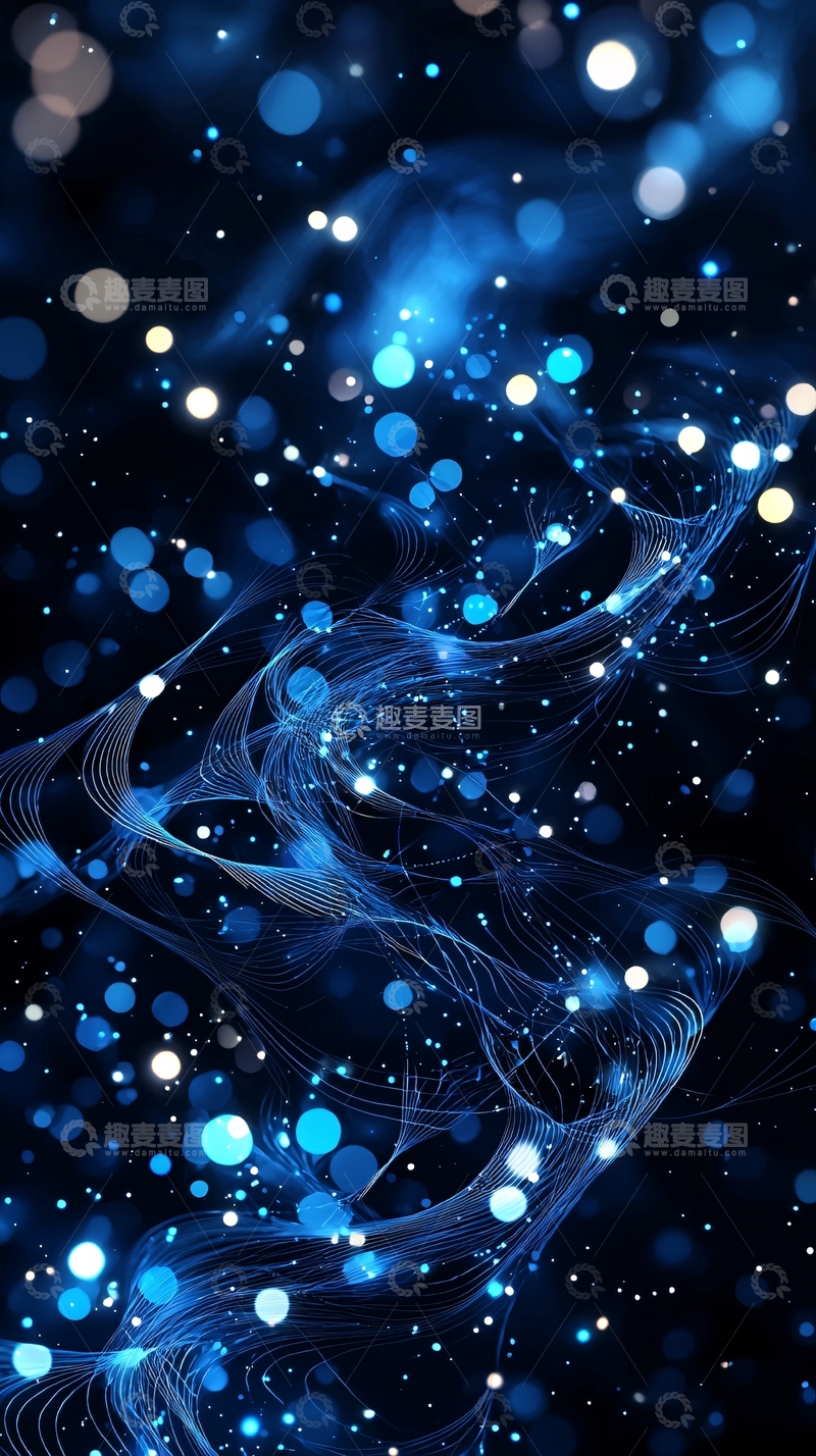 高清大图下载【趣麦麦图】蓝色光晕与星光的抽象背景