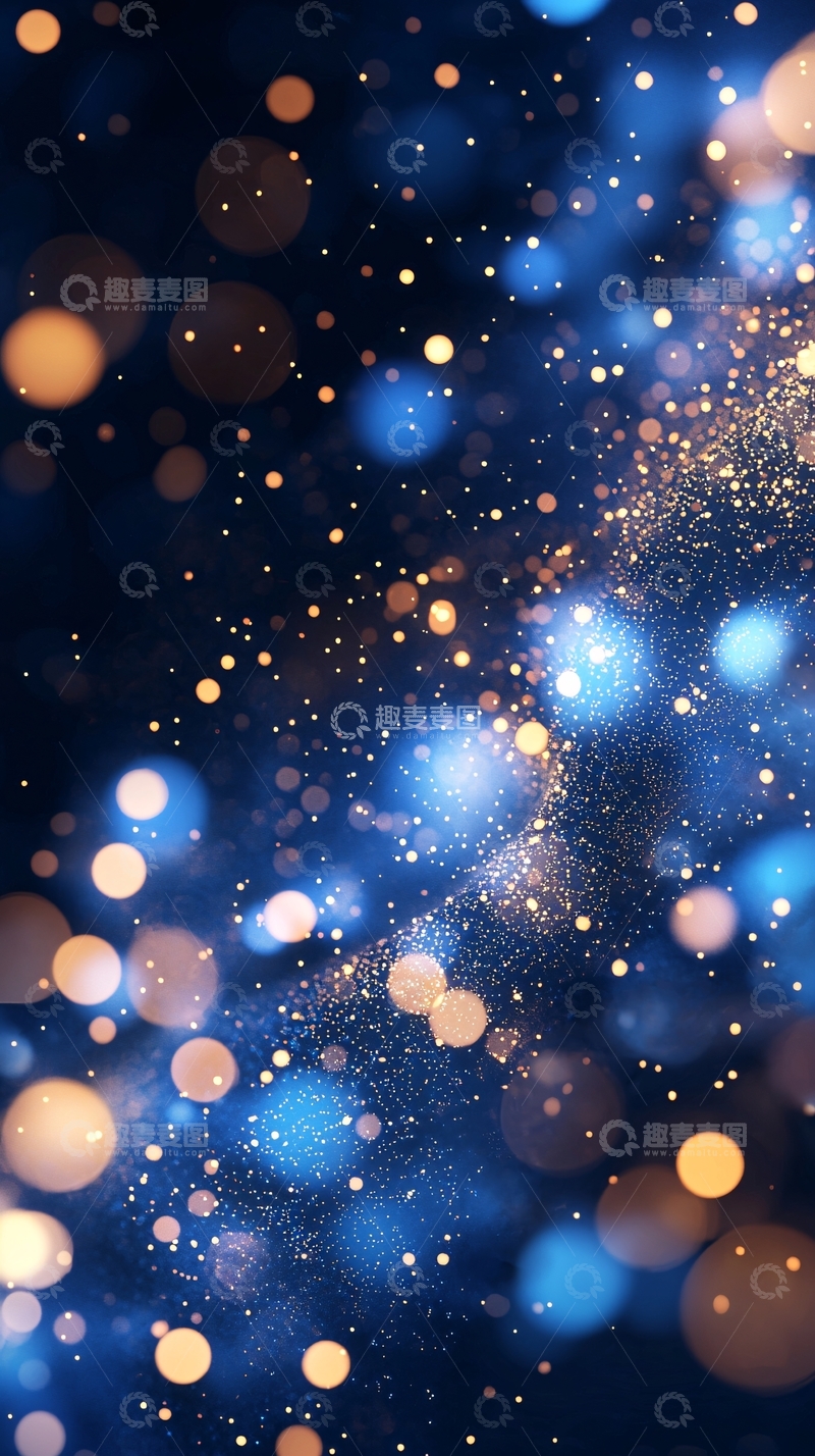 高清大图下载【趣麦麦图】蓝色金色光斑星空背景