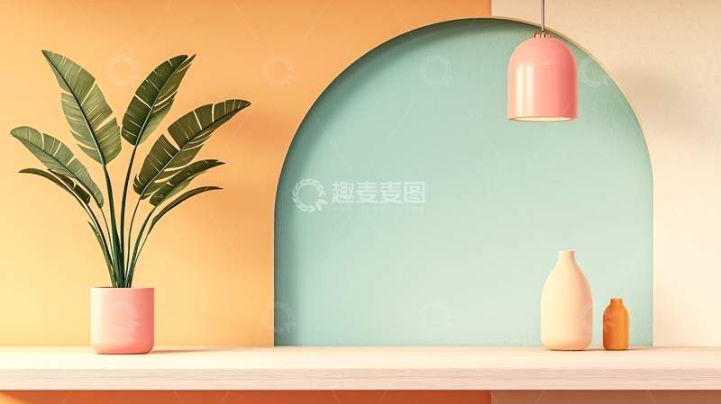 高清大图下载【趣麦麦图】简约风格室内盆栽静物背景