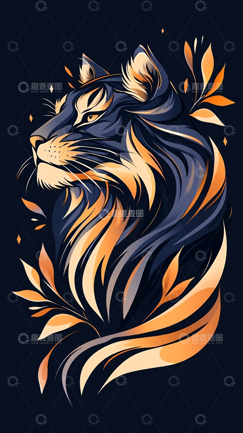 高清大图下载【趣麦麦图】艺术老虎侧面像