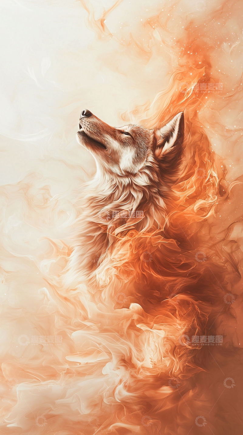 高清大图下载【趣麦麦图】仰望天空的狼