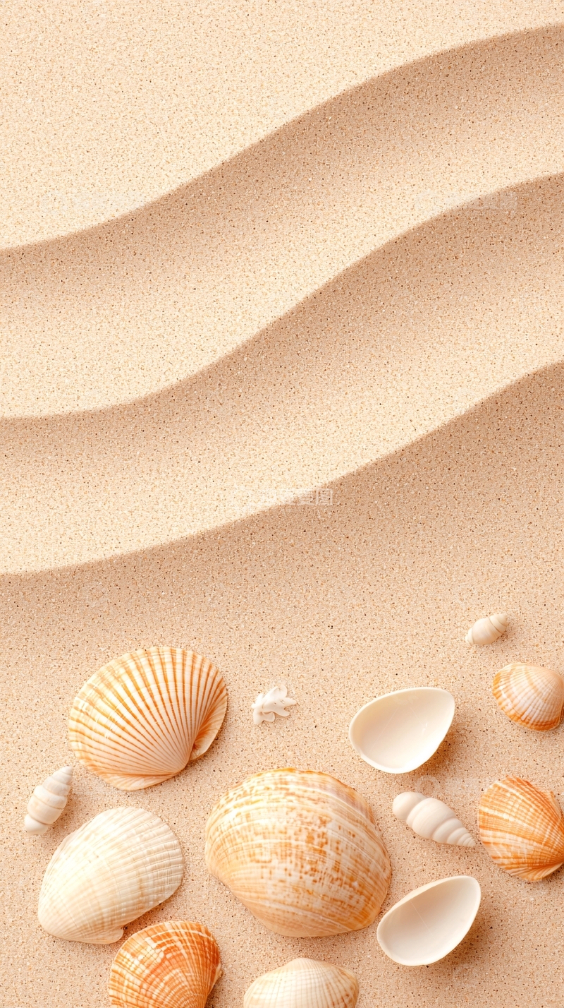 高清大图下载【趣麦麦图】金色沙滩上的贝壳