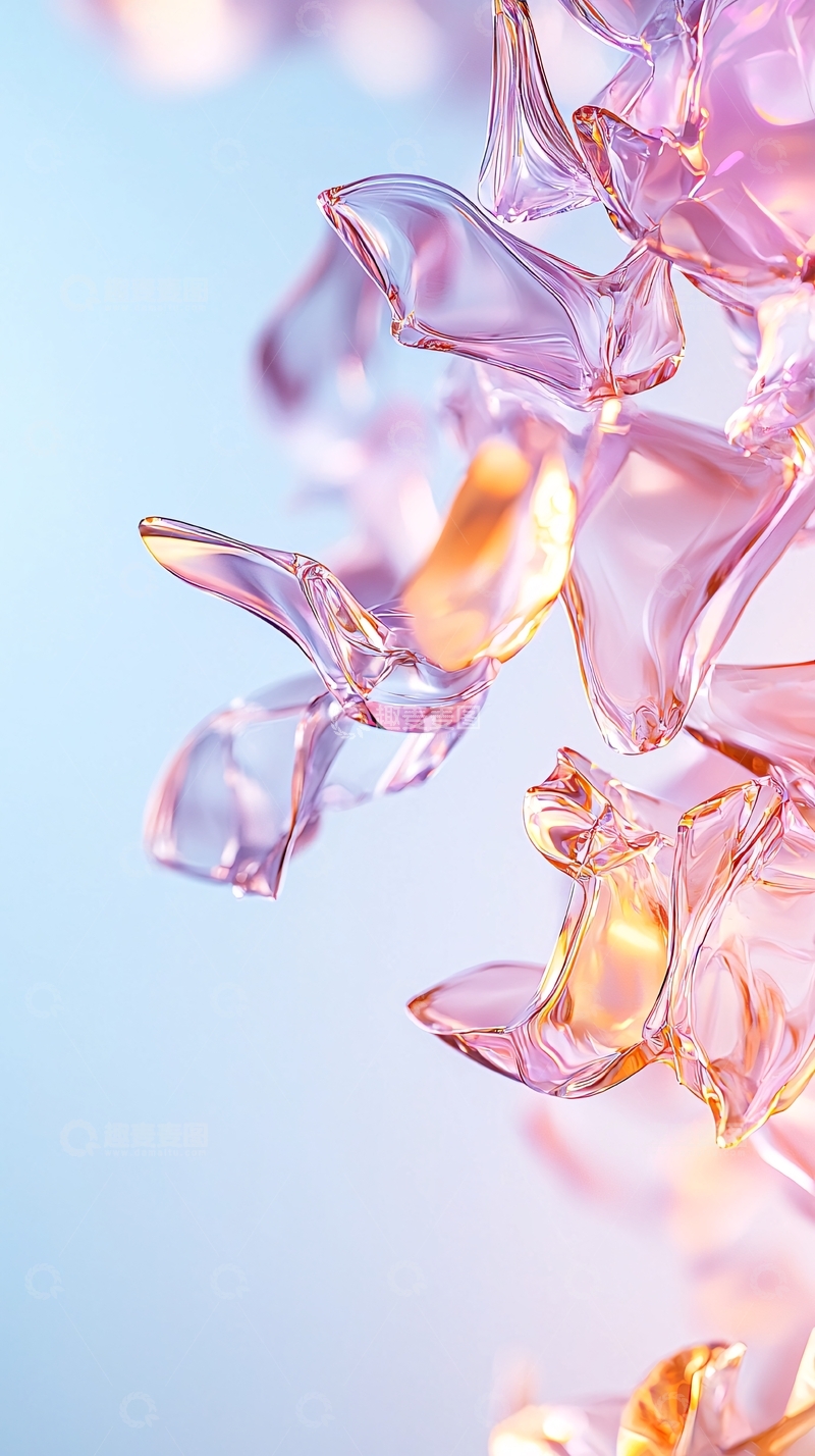 高清大图下载【趣麦麦图】粉色透明花瓣悬浮