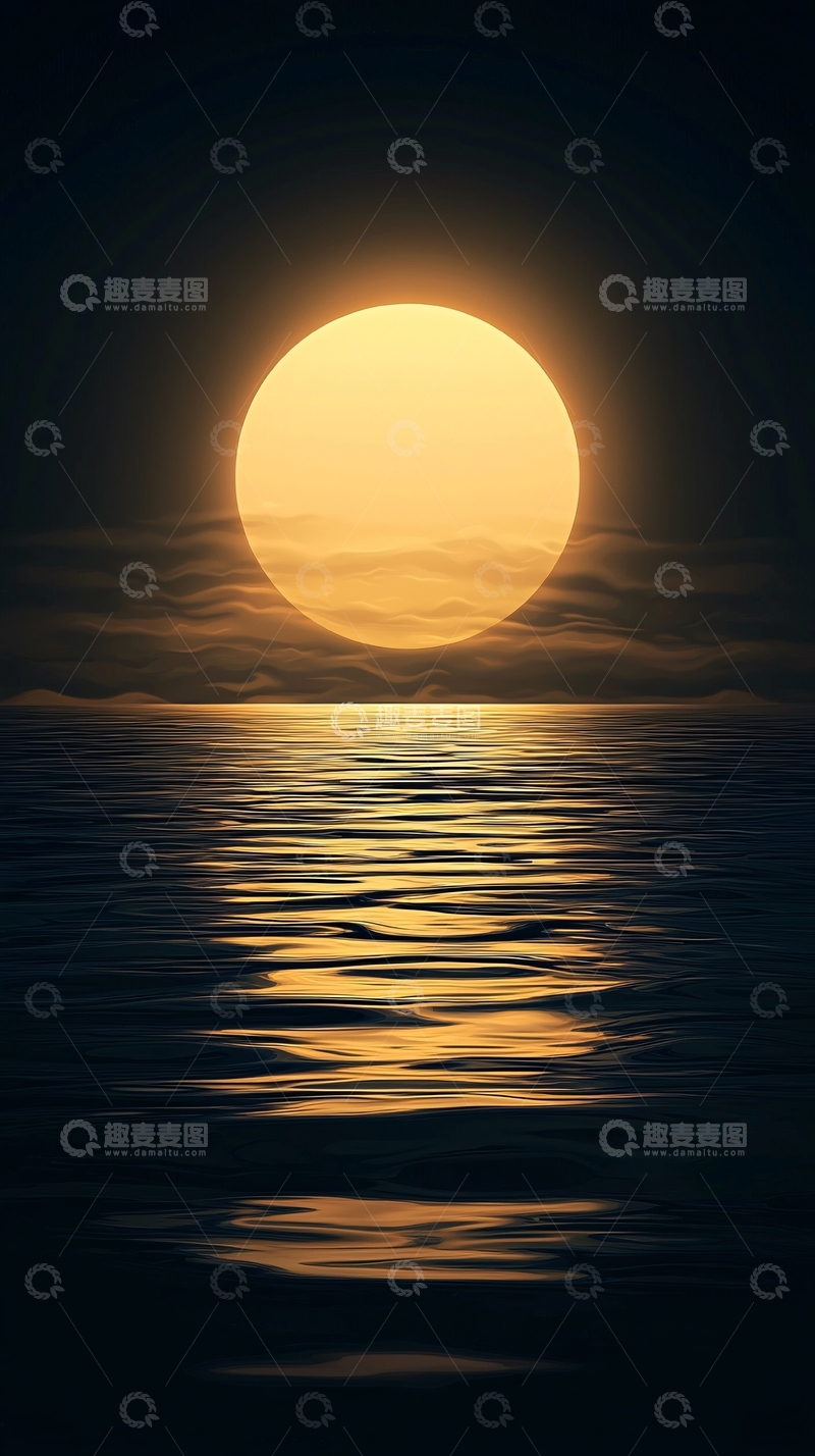 高清大图下载【趣麦麦图】海上日出金光闪耀