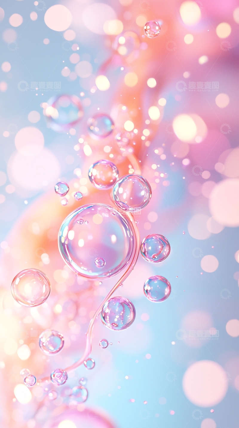 高清大图下载【趣麦麦图】梦幻粉色气泡水珠光效