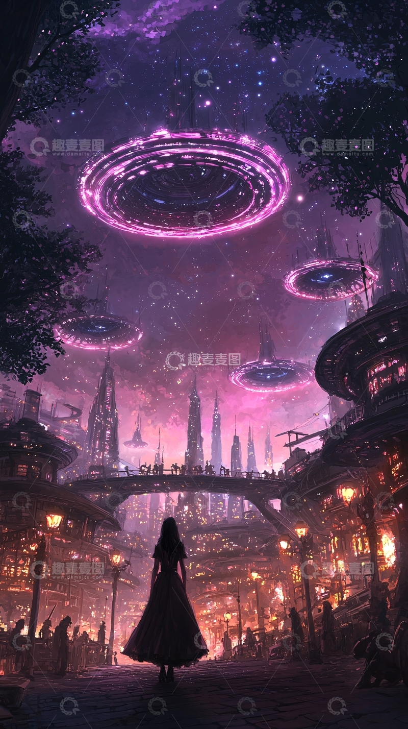 高清大图下载【趣麦麦图】科幻未来城市夜景