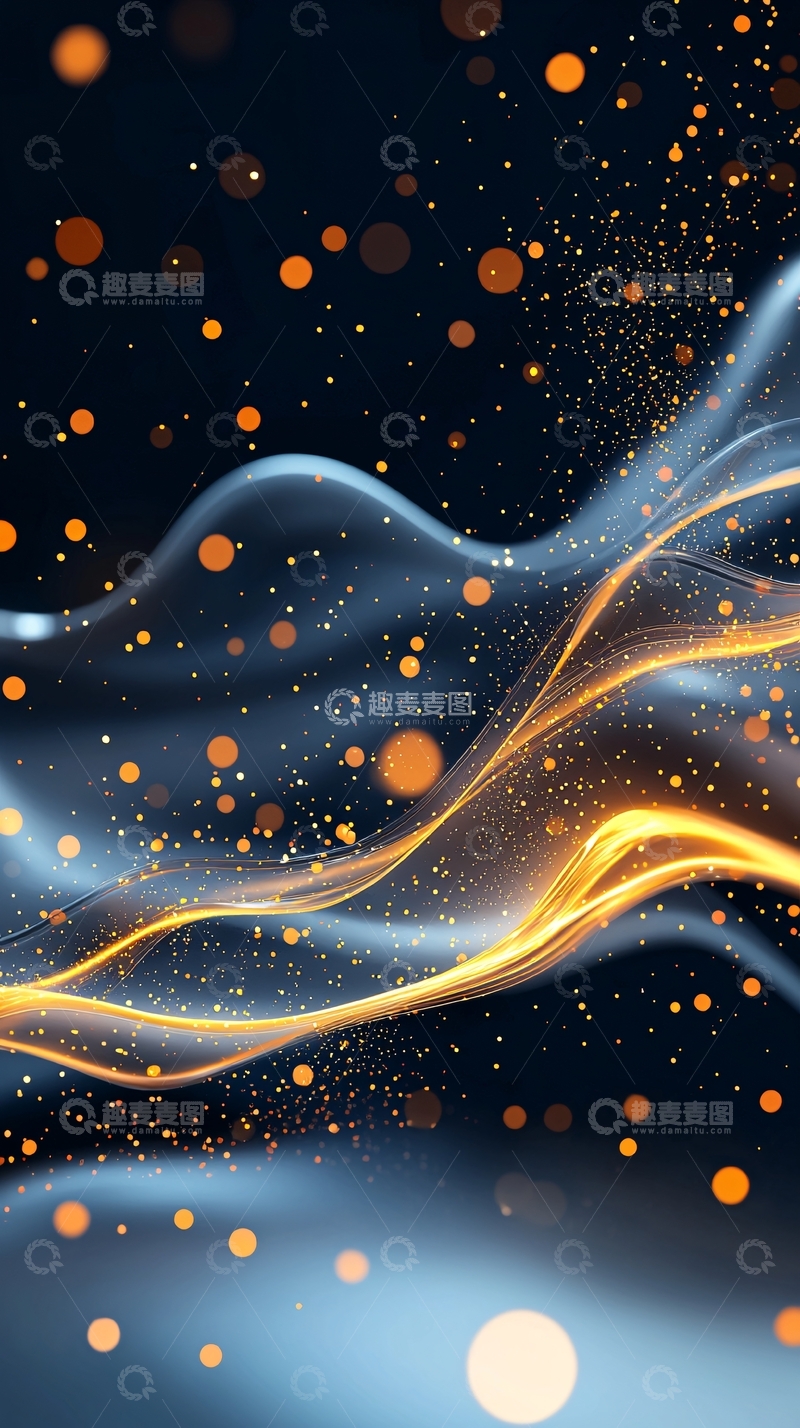 高清大图下载【趣麦麦图】金色光芒流动抽象背景