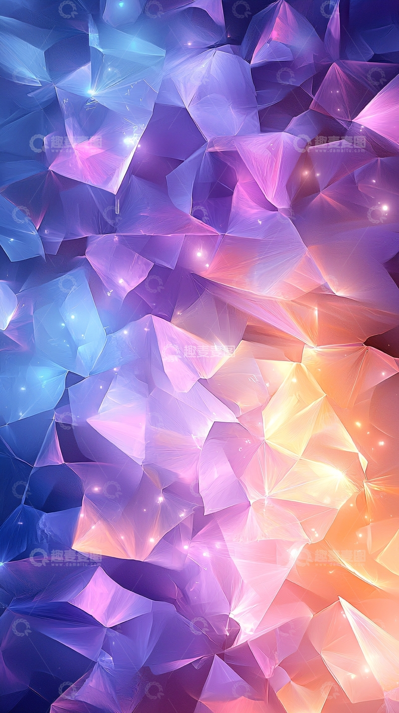 高清大图下载【趣麦麦图】多边形渐变梦幻光斑背景