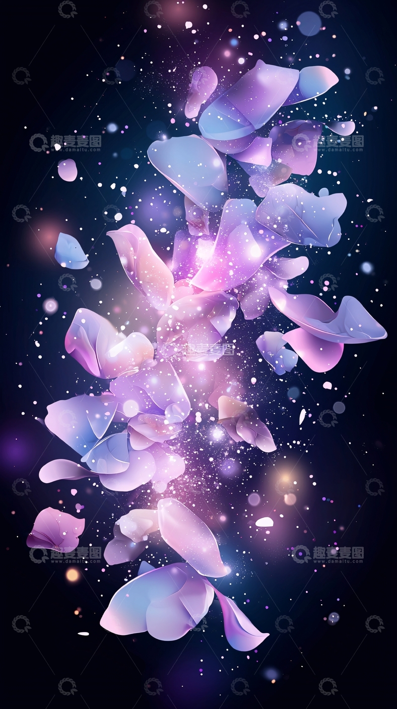 高清大图下载【趣麦麦图】紫色花瓣飞舞