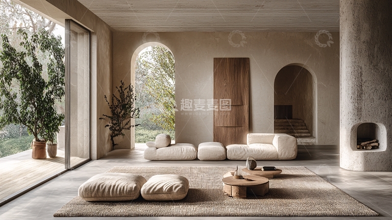 高清大图下载【趣麦麦图】现代简约奶油风客厅