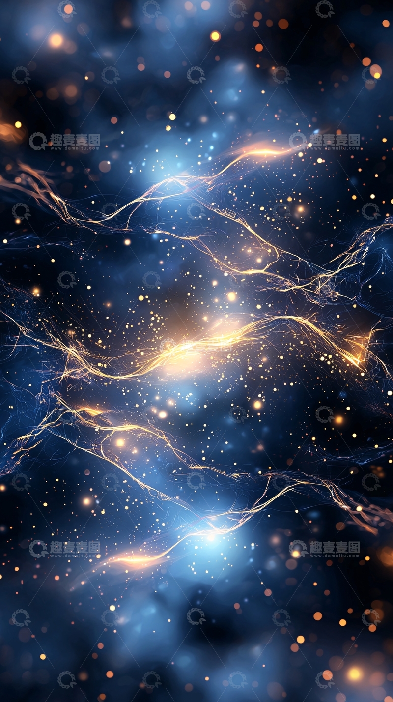 高清大图下载【趣麦麦图】深蓝色星云与金色光点