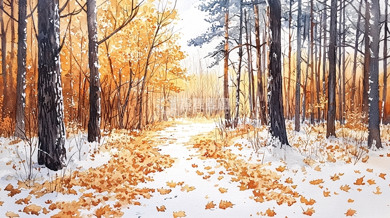 高清大图下载【趣麦麦图】秋雪冬林风景