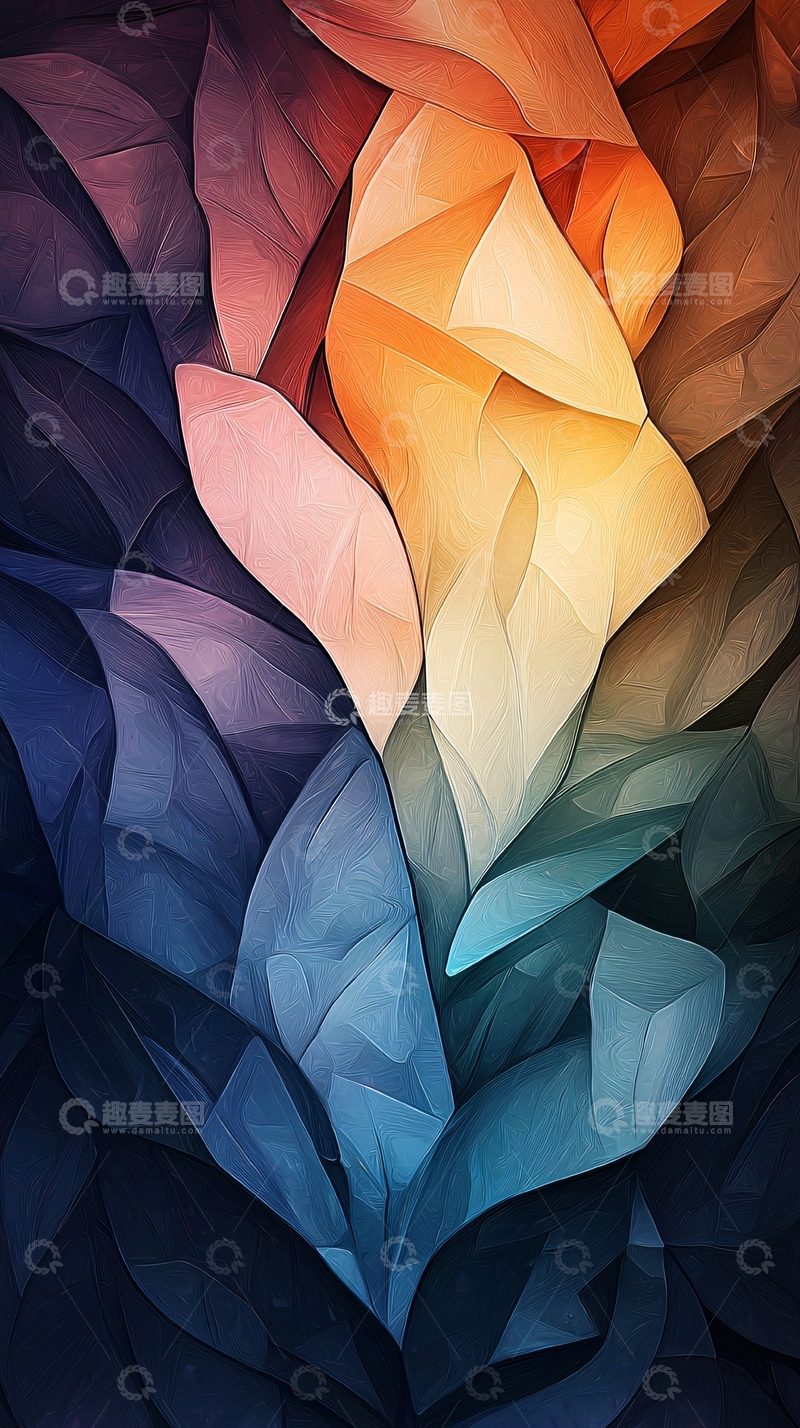 高清大图下载【趣麦麦图】抽象彩色花瓣图案