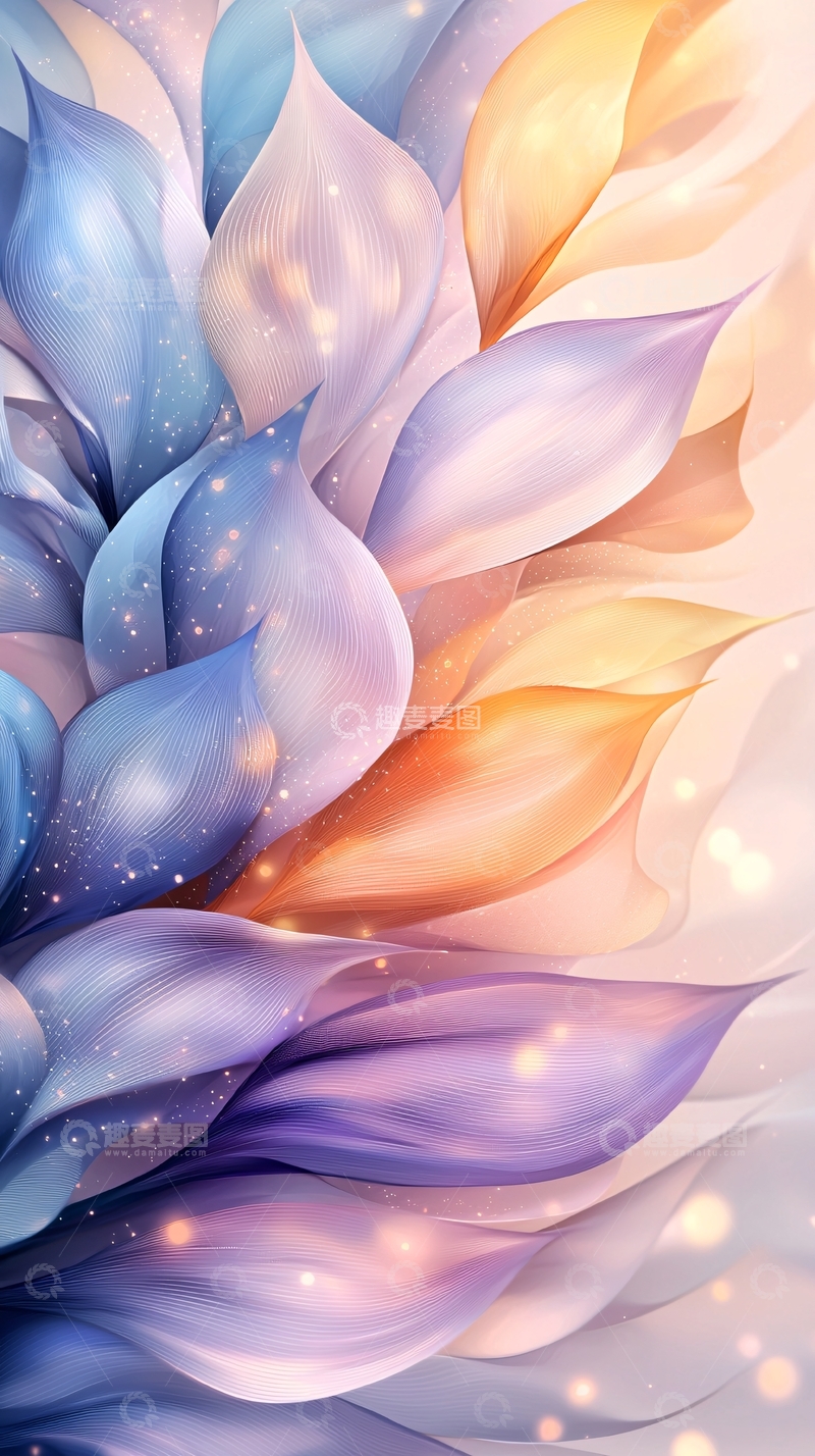 高清大图下载【趣麦麦图】梦幻花瓣光晕背景