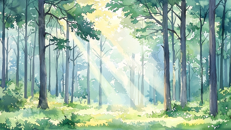 高清大图下载【趣麦麦图】阳光穿过森林的唯美景象