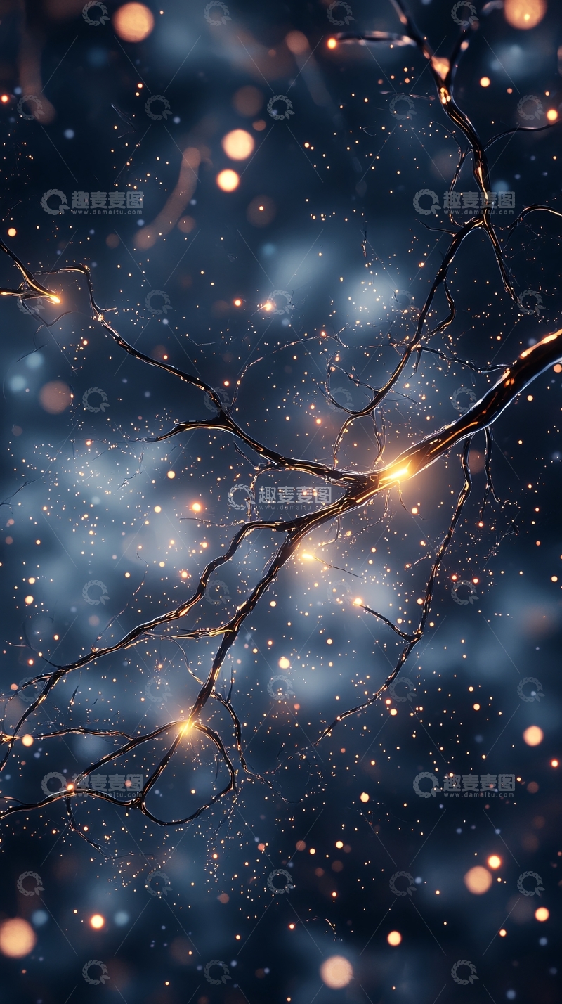 高清大图下载【趣麦麦图】星空背景的树枝发光