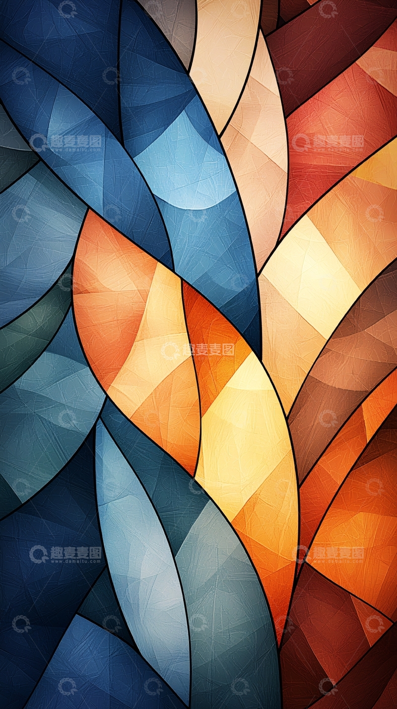 高清大图下载【趣麦麦图】抽象彩色曲线背景