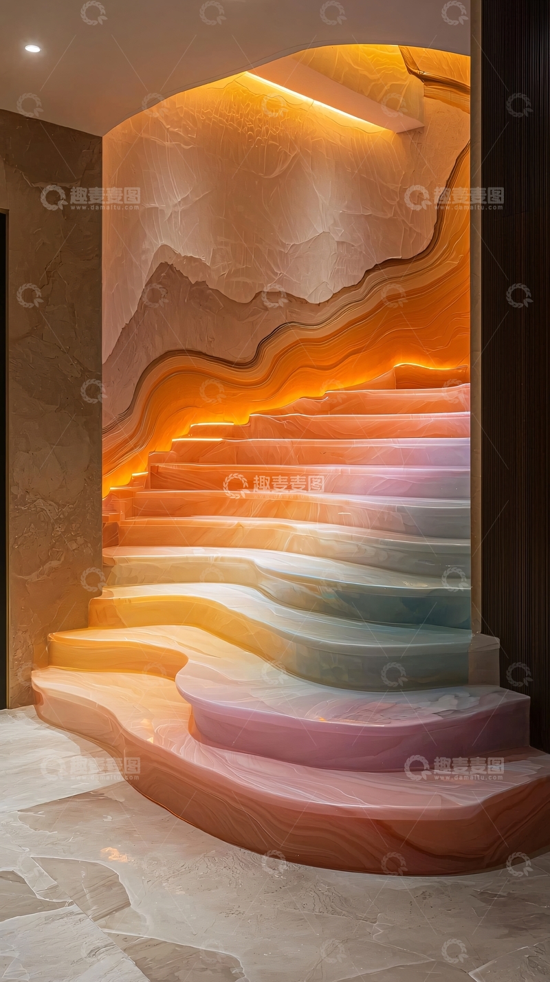 高清大图下载【趣麦麦图】彩色渐变楼梯