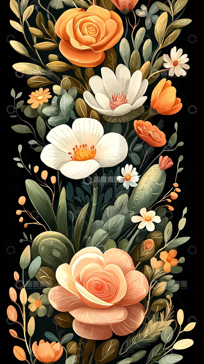 高清大图下载【趣麦麦图】花卉图案壁纸12