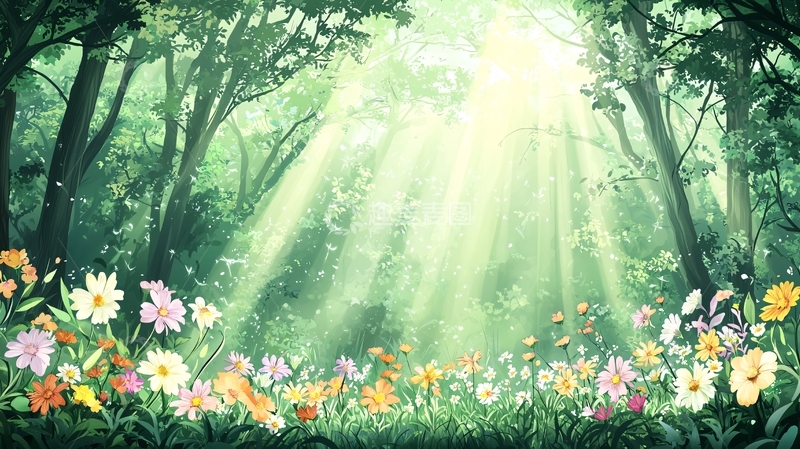 高清大图下载【趣麦麦图】阳光穿透森林