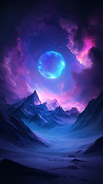 紫色星空下的山脉