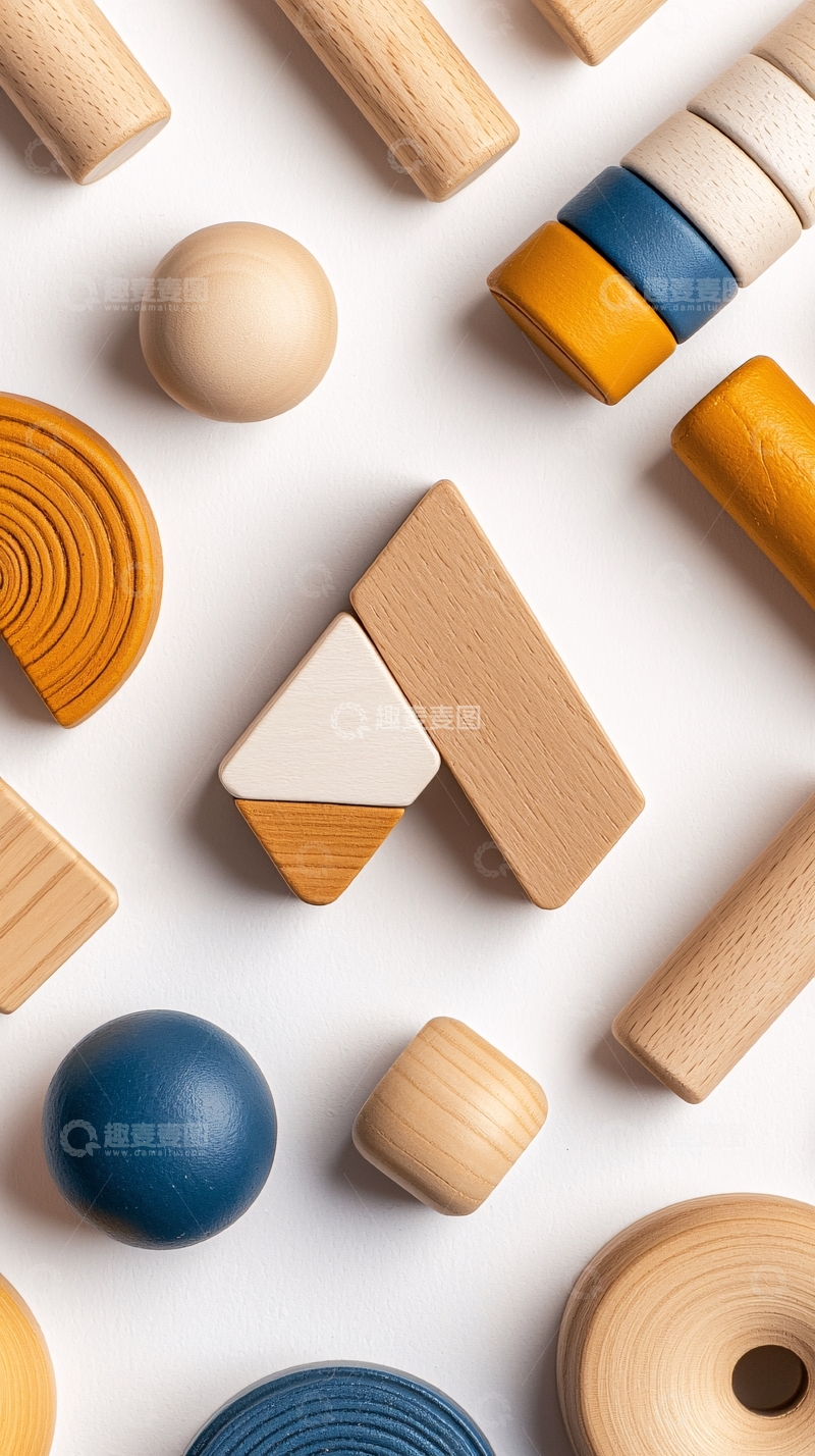 高清大图下载【趣麦麦图】木制几何形状排列