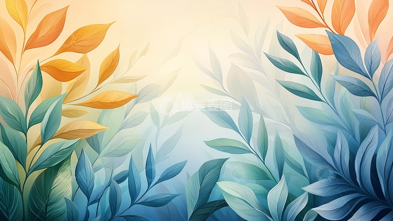 高清大图下载【趣麦麦图】抽象叶片背景