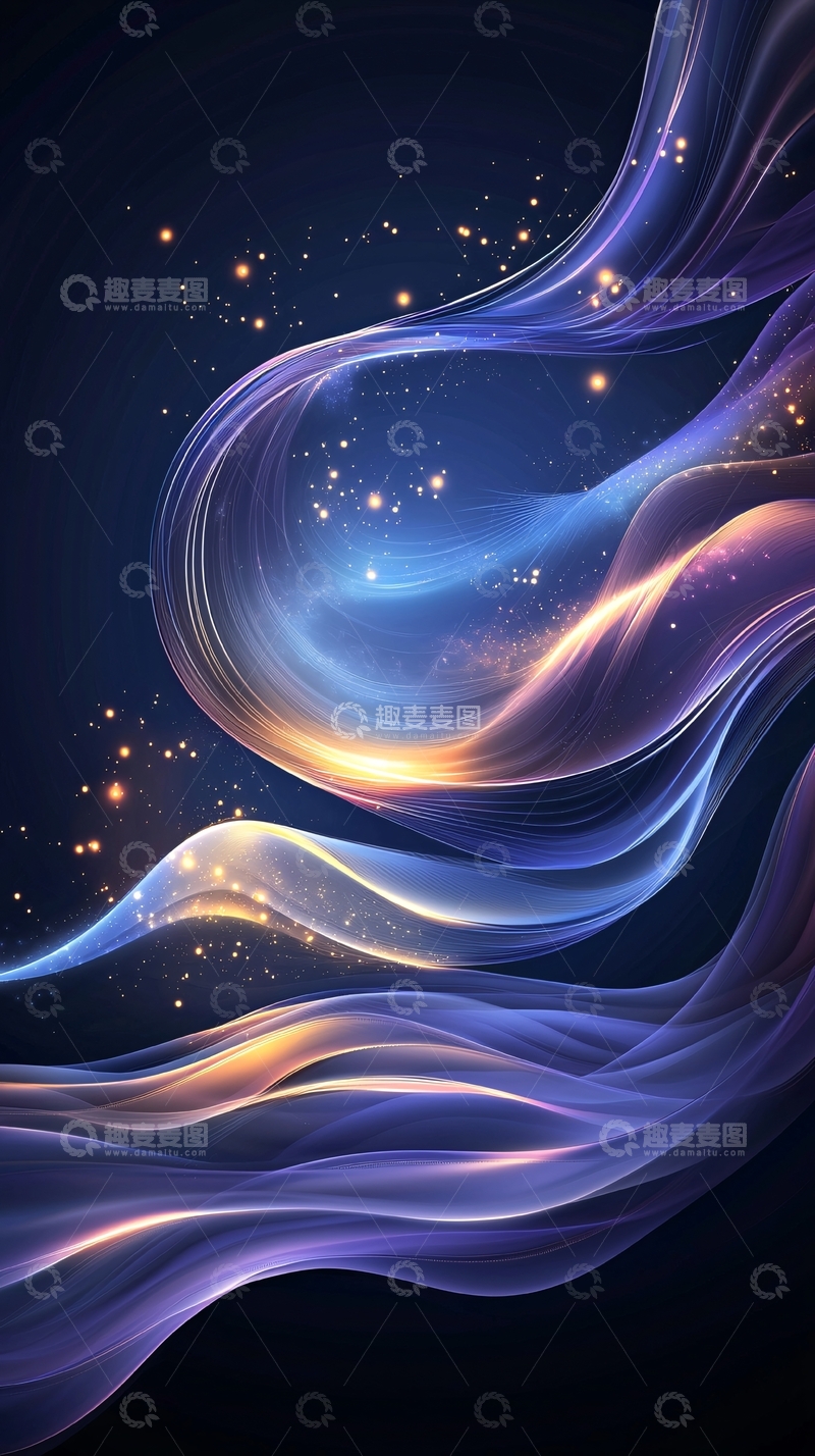 高清大图下载【趣麦麦图】梦幻星空光线流动背景