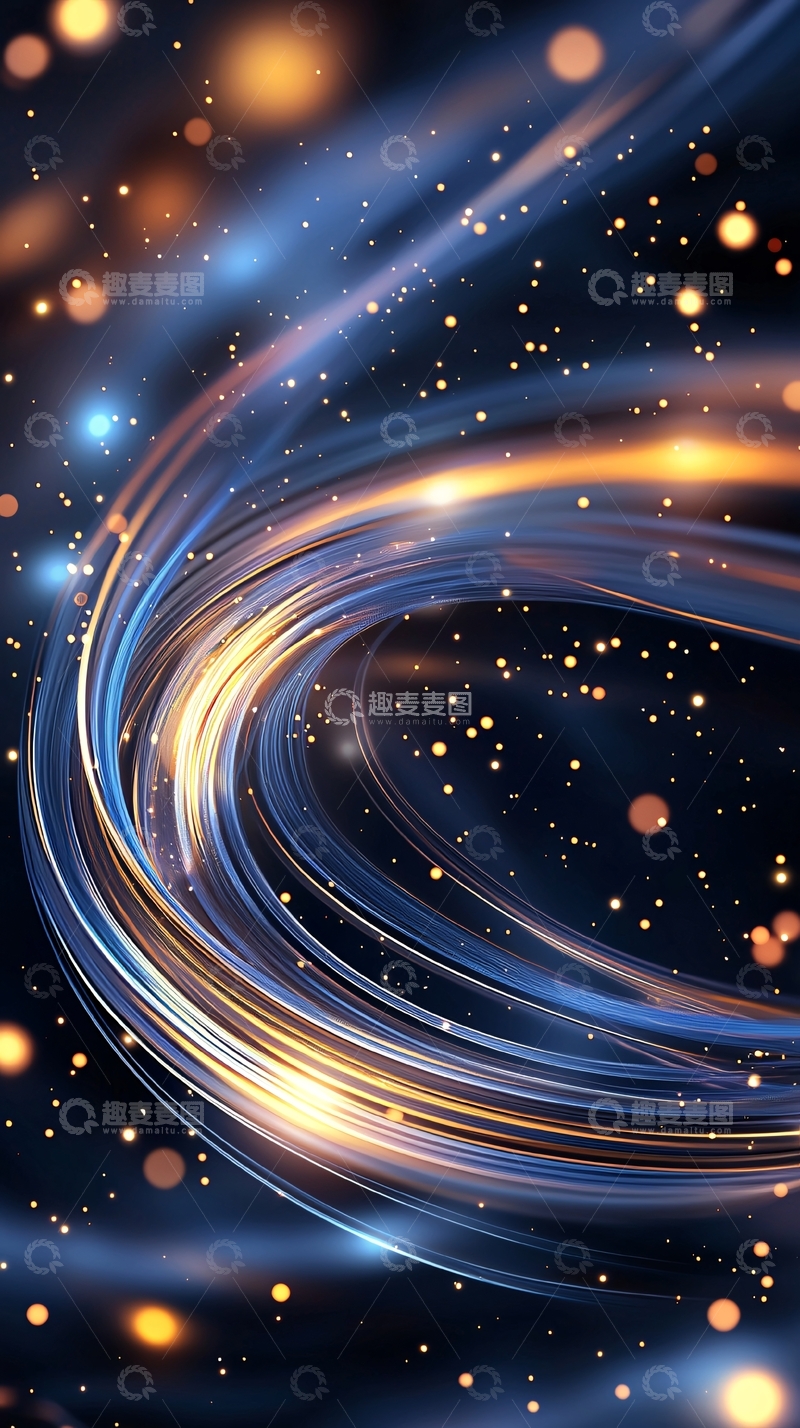 高清大图下载【趣麦麦图】蓝色金色光线流动