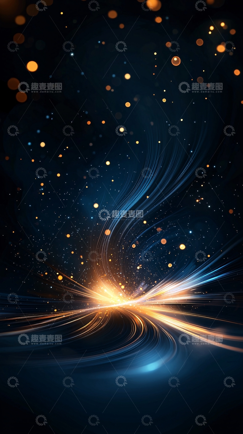 高清大图下载【趣麦麦图】金色光线在深蓝背景中闪耀