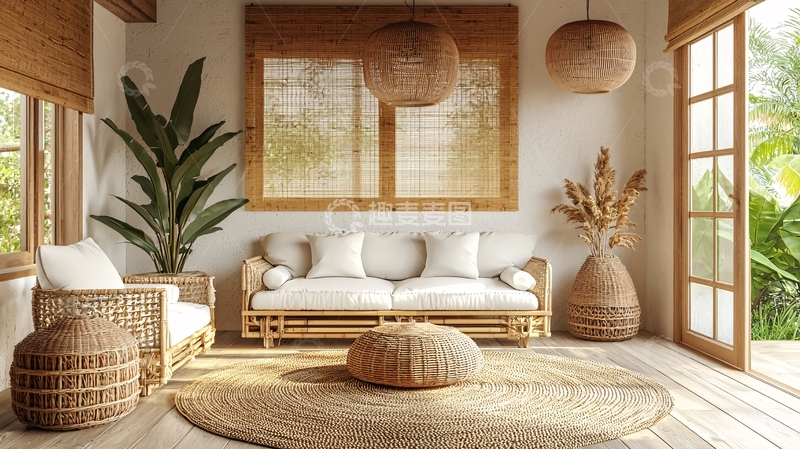 高清大图下载【趣麦麦图】米色调现代简约客厅