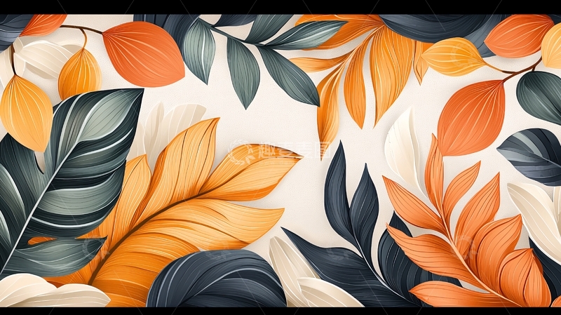 高清大图下载【趣麦麦图】秋季色调叶子排列