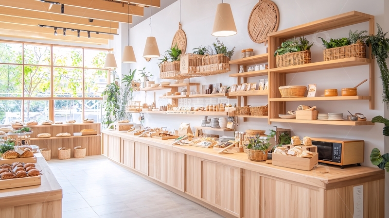 高清大图下载【趣麦麦图】自然光线下的木质店铺陈列