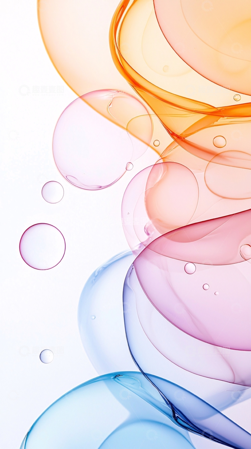 高清大图下载【趣麦麦图】彩色透明泡泡流动