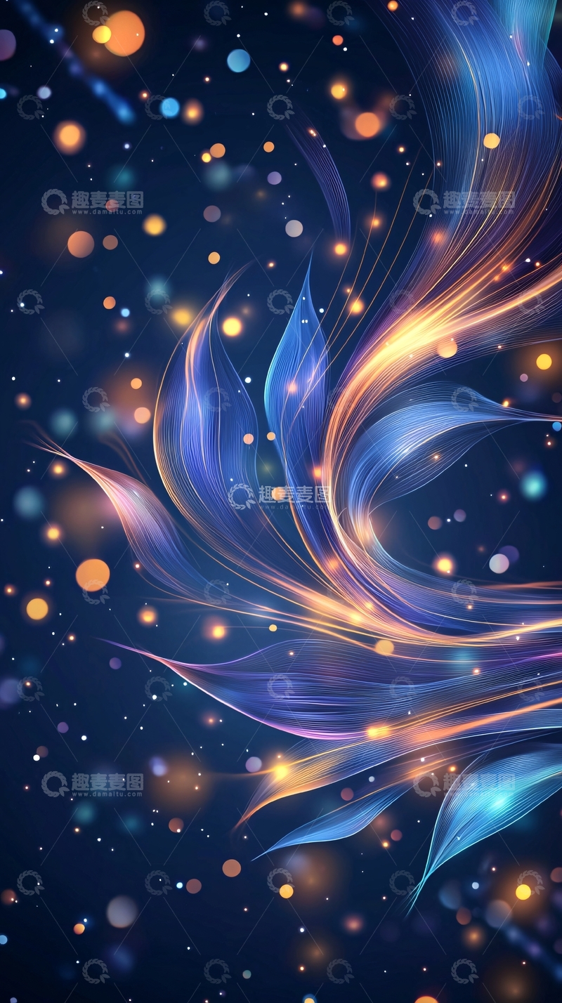 高清大图下载【趣麦麦图】蓝色光晕花朵背景