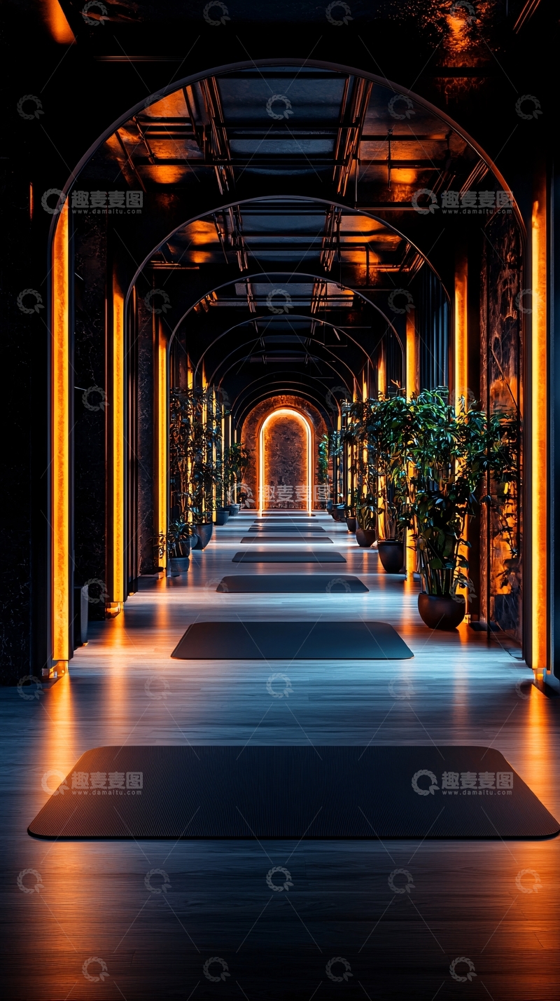 高清大图下载【趣麦麦图】拱形发光走廊