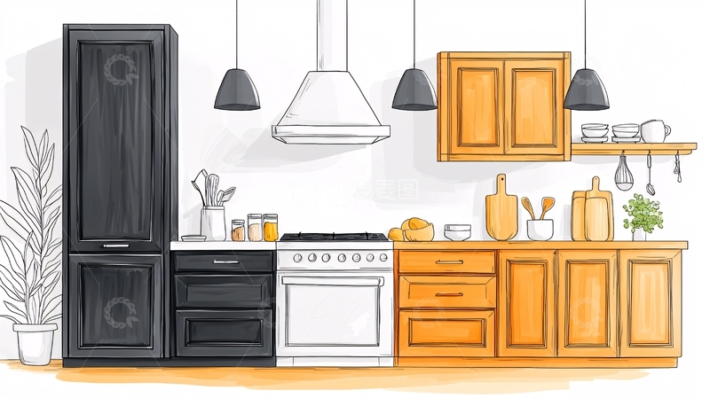 高清大图下载【趣麦麦图】厨房手绘高清图片