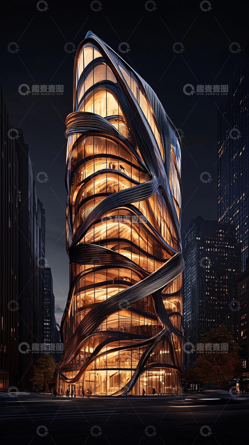 高清大图下载【趣麦麦图】扭曲造型的现代建筑