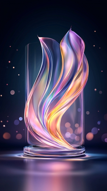 梦幻色彩液体在玻璃容器中