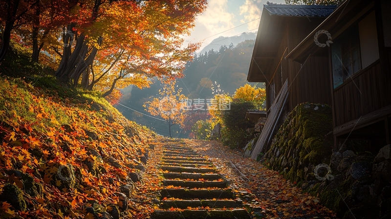 高清大图下载【趣麦麦图】秋日山间小路风景