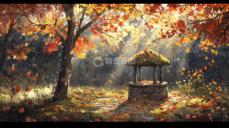 高清大图下载【趣麦麦图】秋日阳光下的水井