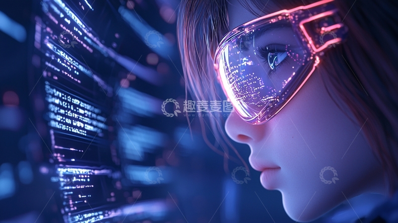 高清大图下载【趣麦麦图】未来科技少女