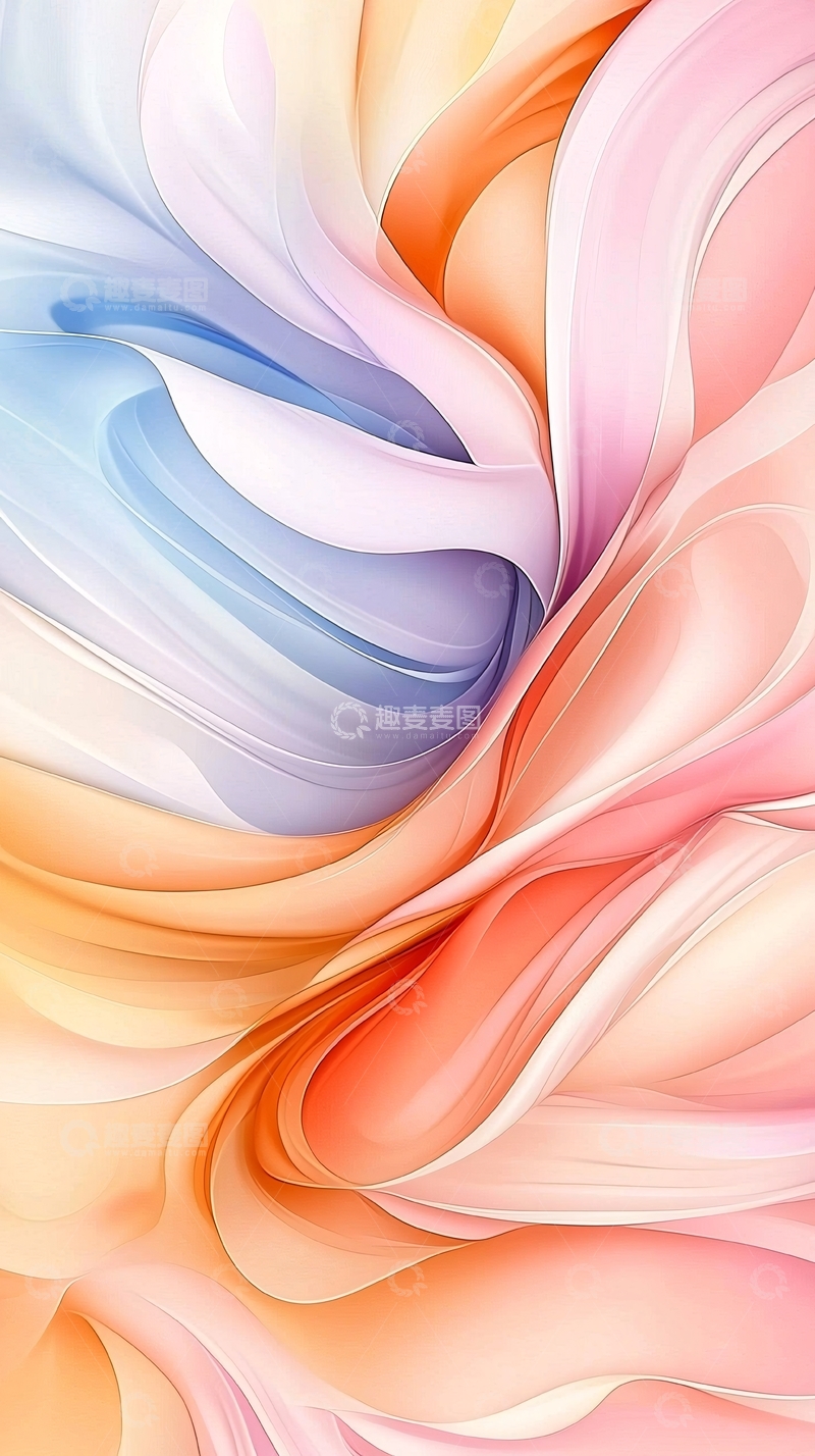 高清大图下载【趣麦麦图】柔和色彩的抽象曲线