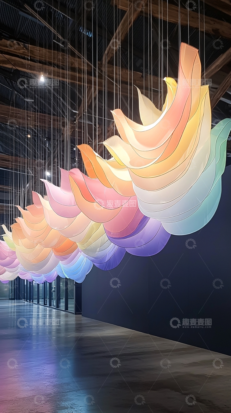 高清大图下载【趣麦麦图】彩色花瓣状悬挂灯饰