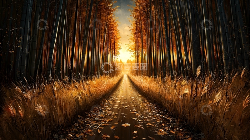 高清大图下载【趣麦麦图】林间小路尽头的光芒