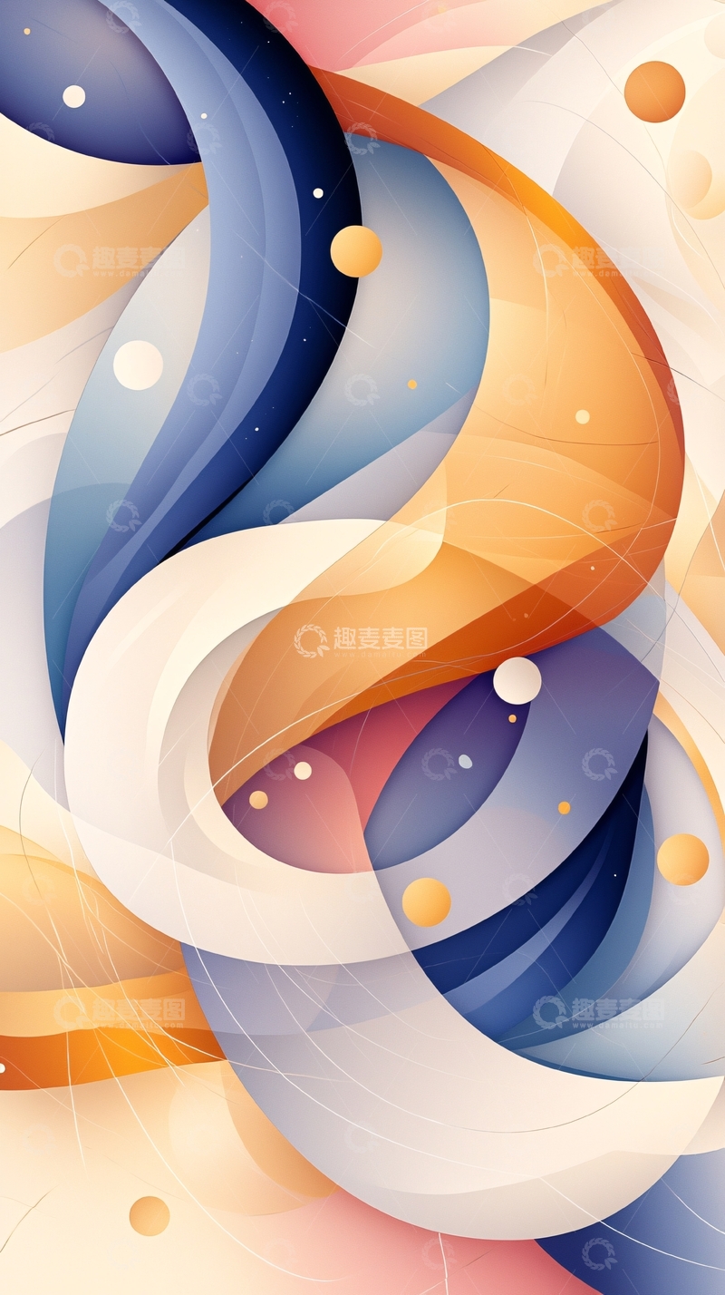 高清大图下载【趣麦麦图】抽象彩色曲线图案