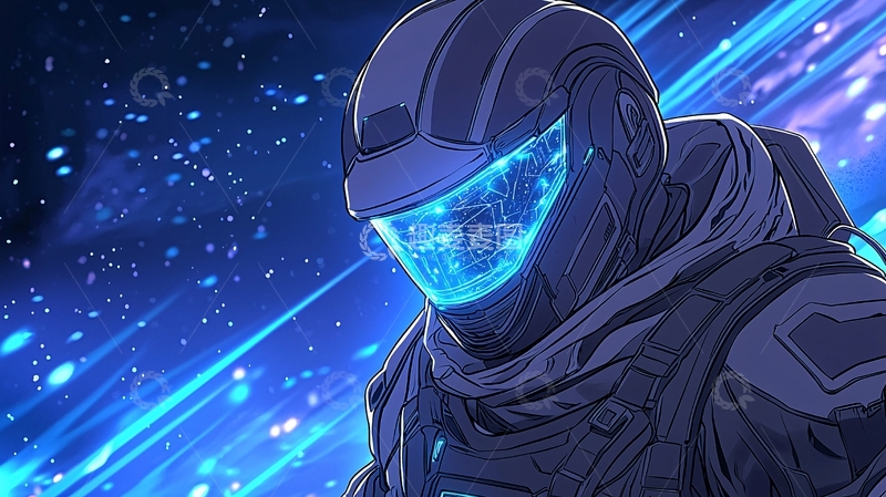 高清大图下载【趣麦麦图】蓝色头盔的太空人