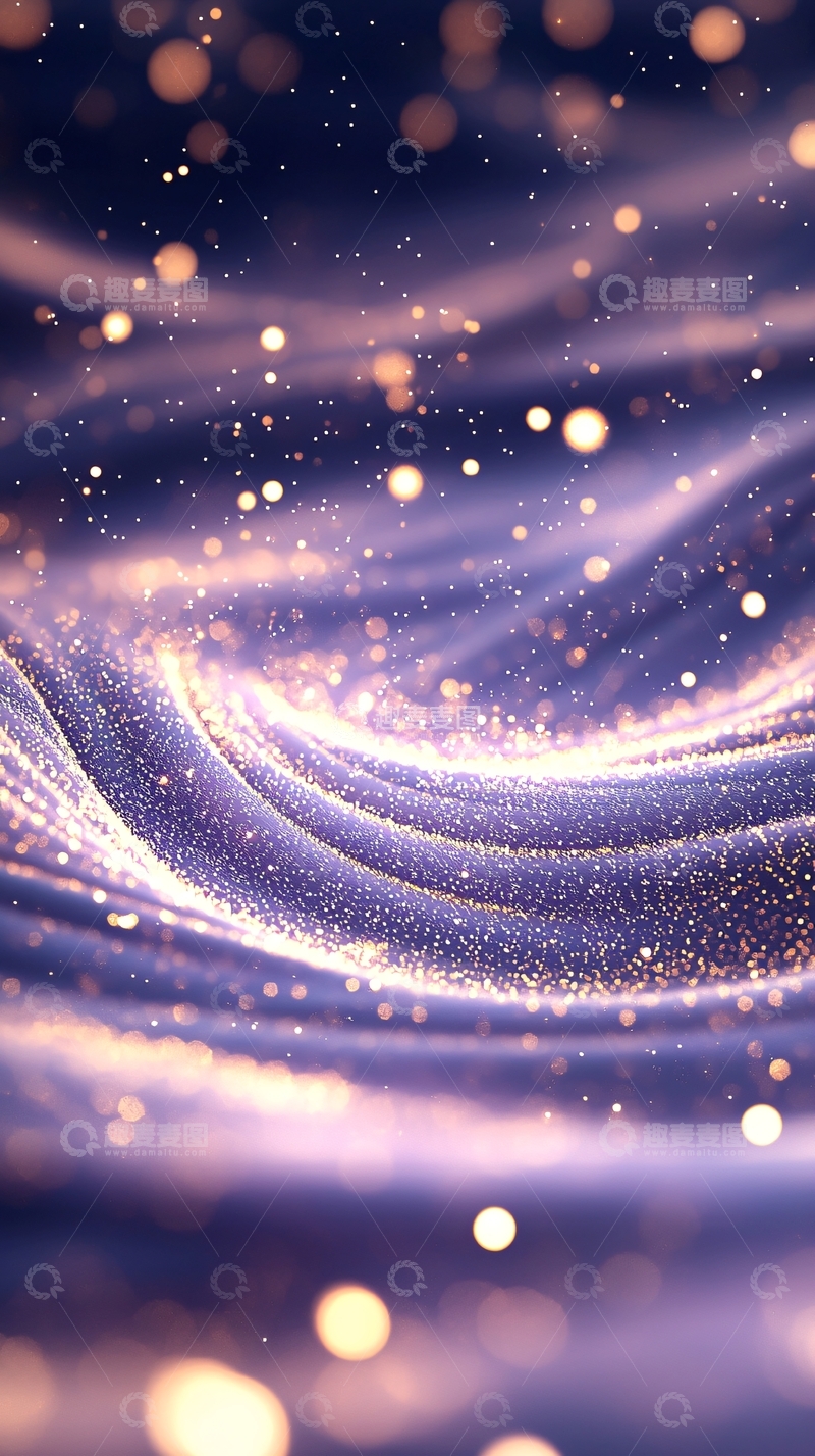高清大图下载【趣麦麦图】星光闪耀的抽象紫色波浪